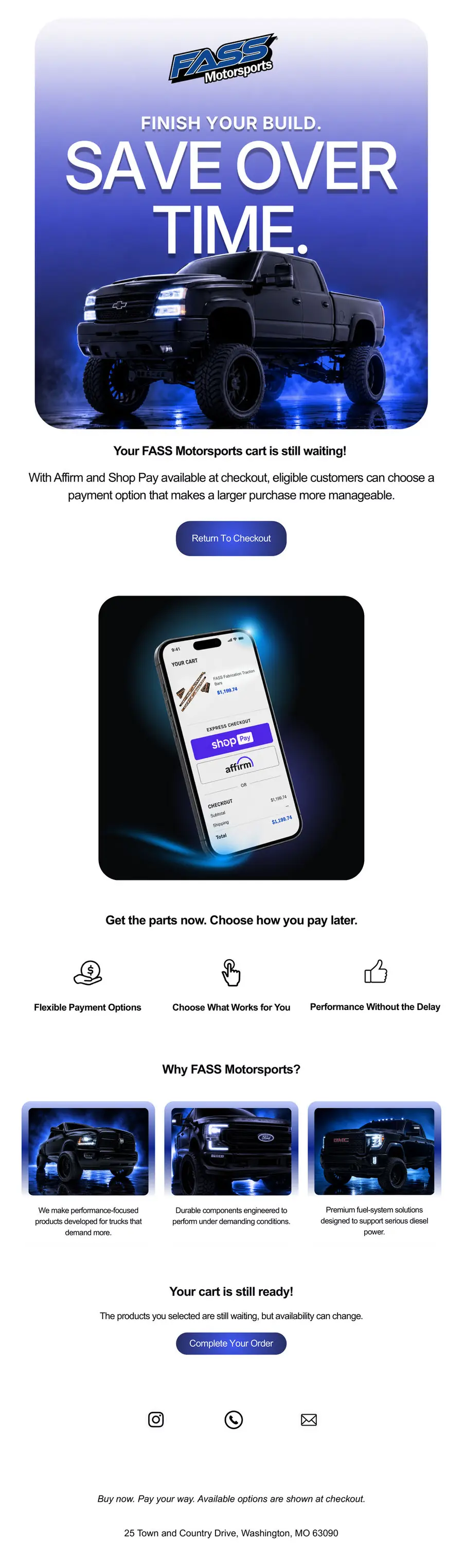 FASS Motorsports cart recovery email design